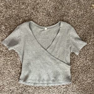 Gray Crossover Crop Top